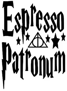 Espresso Patronum HP Decal Vinyl Sticker|Cars Trucks Vans Walls Laptop| Black|5.5 x 4.0 in|DUC709