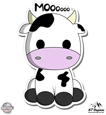 GT Graphics Cute Cow Moo - Vinyl Sticker Waterproof Decal