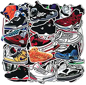 100 Packs Basketball Shoes Stickers for Water Bottle Laptop Hydroflask Skateboard Computer Air Jordan Fashion Brand Sneakers AJ Stickers Cool Sport Shoes Sticker Waterproof Vinyl Decal for Adults Teen