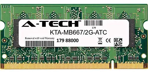 A-Tech 2GB Replacement for Kingston KTA-MB667/2G - DDR2 667MHz PC2-5300 Non ECC SO-DIMM 1.8v - Single Laptop & Notebook Memory Ram Stick (KTA-MB667/2G-ATC)