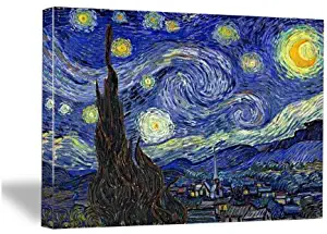 Wieco Art Classic Abstract Giclee Canvas Prints Wall Art for Living Room Home Office Decor Large Starry Night by Van Gogh Famous Artwork Modern Stretched Landscape Pictures