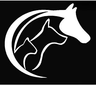 Animal Lovers 5" Decal Horse Dog Cat Sticker for Laptop Car Window Tablet Skateboard - White