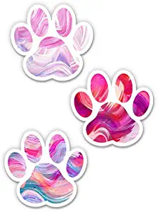 GT Graphics Express Paw Prints Set of 3 Cute Colorful - 3" Each Vinyl Stickers - for Car Laptop I-Pad - Waterproof Decals
