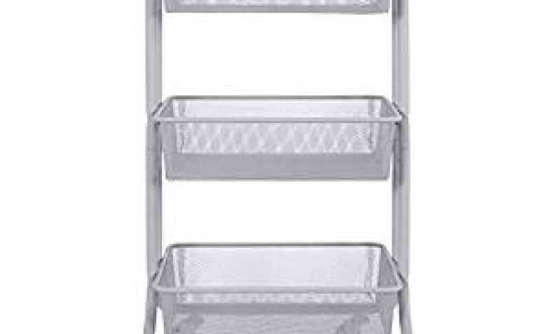 Best Kitchen Carts On Wheels White Mesh 3 Tier